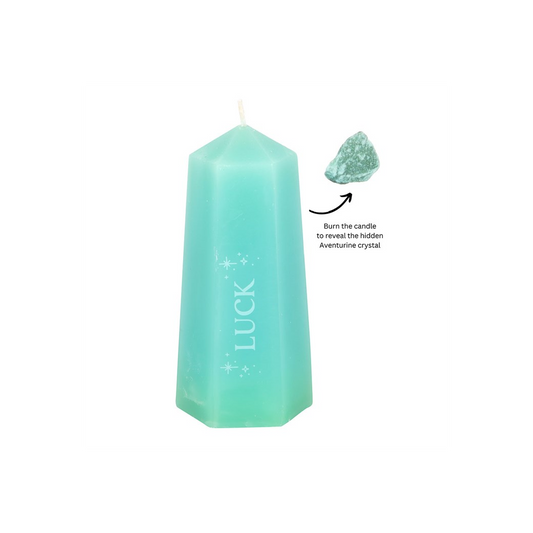 Luck Crystal Candle with Rough Green Aventurine