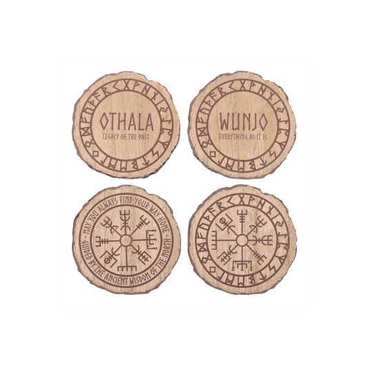 Set of 4 Norse Mythology Wood Slice Coasters
