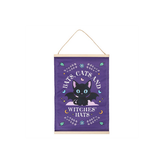 Bats, Cats and Witches Hats Fabric Wall Hanging