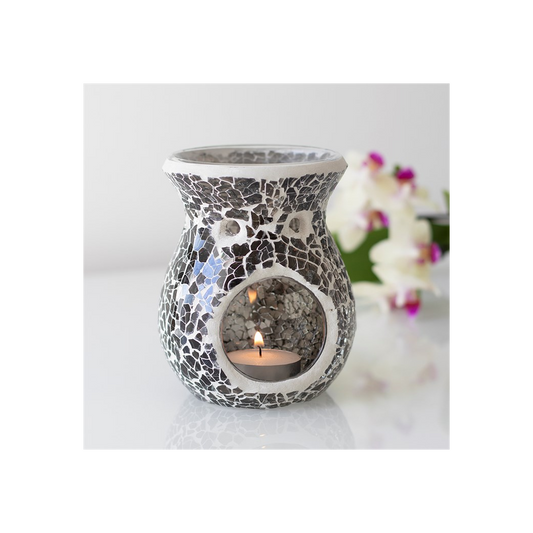 Small Gunmetal Grey Crackle Oil Burner and Wax Warmer