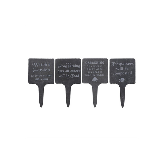 Set of 4 Slate Gothic Garden Signs