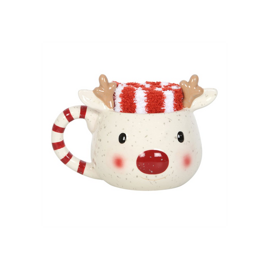 Rudolph Reindeer Mug and Socks Set