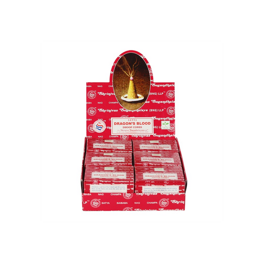 Set of 12 Dragons Blood Dhoop Incense Cones by Satya (6/30)