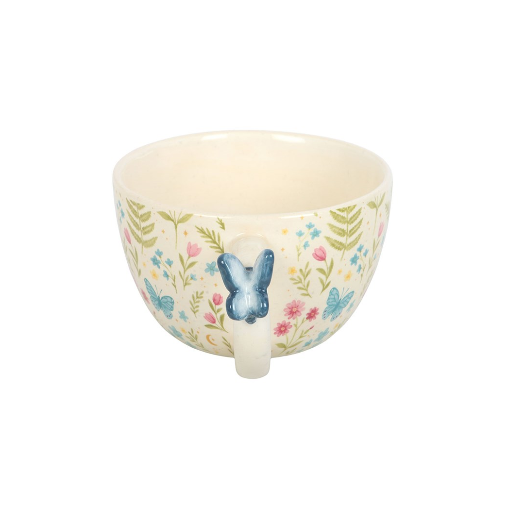 Luna Bloom Floral Print Mug with Butterfly