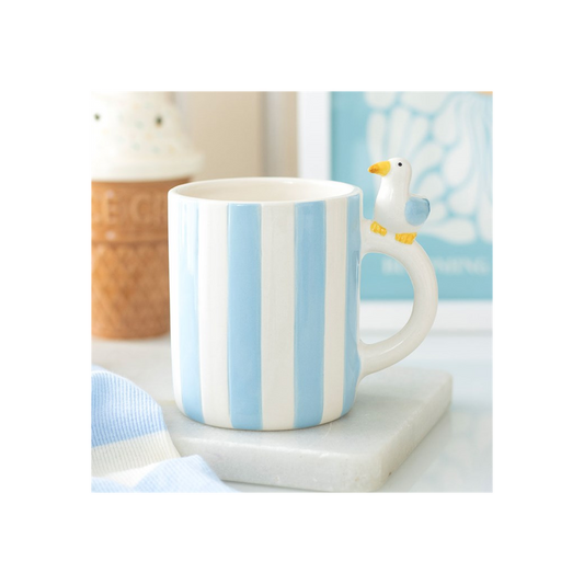 Striped Mug with Seagull