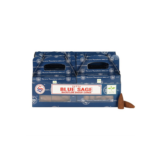 Set of 6 Blue Sage Backflow Incense Dhoop Cones by Satya (6/30)