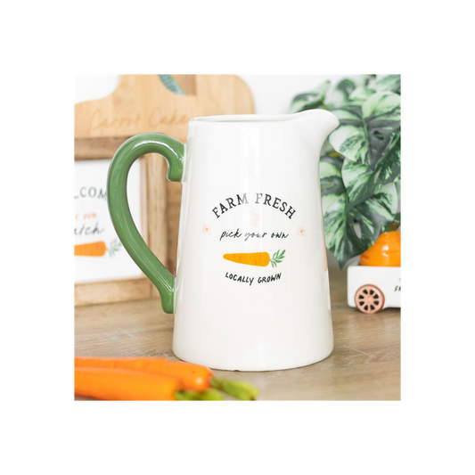 Farm Fresh Carrot Patch Ceramic Flower Jug