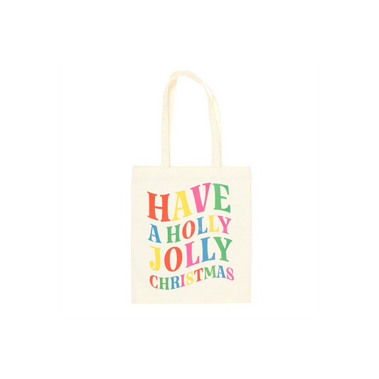 Holly Jolly Christmas Polyester Tote Bag