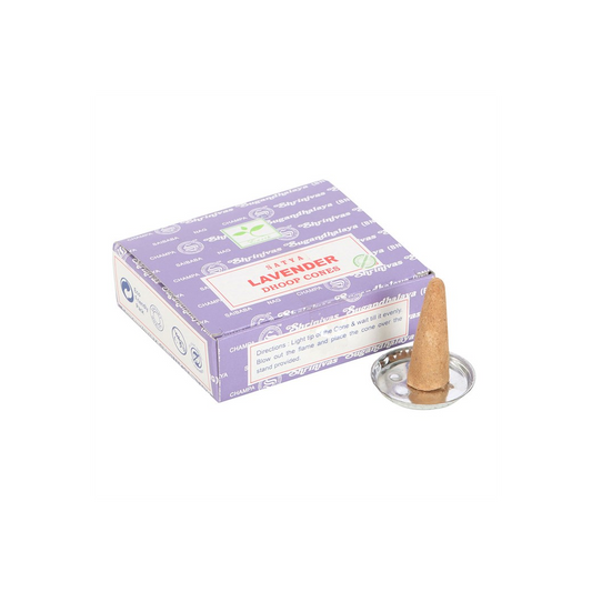 Set of 12 Lavender Dhoop Incense Cones by Satya (6/30)