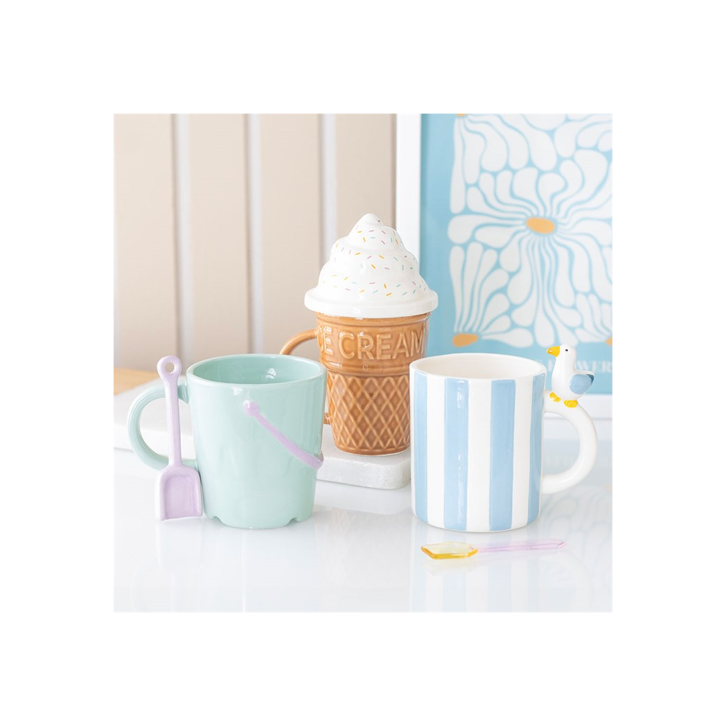 Striped Mug with Seagull