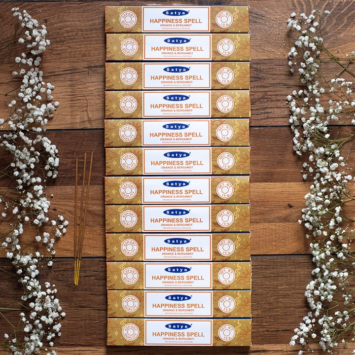 12 Packs of Happiness Spell Incense Sticks by Satya