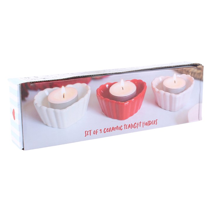 Set of 3 Scalloped Heart Tealight Holders