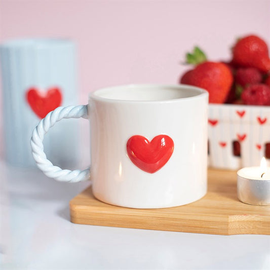 Love You Heart Mug with Twisted Handle