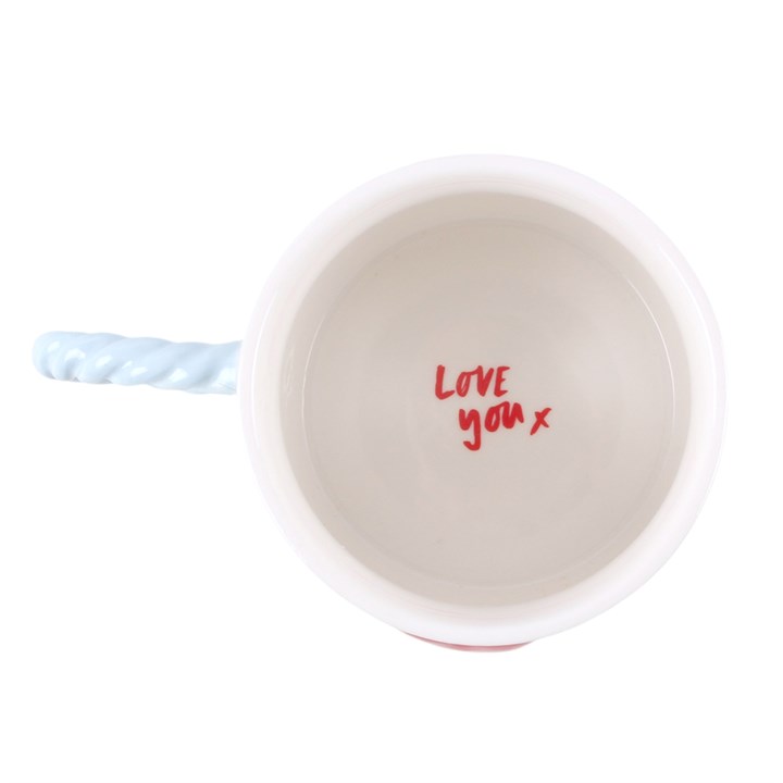 Love You Heart Mug with Twisted Handle