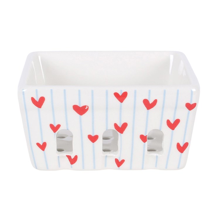 Striped Heart Ceramic Berry Basket