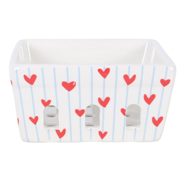 Striped Heart Ceramic Berry Basket