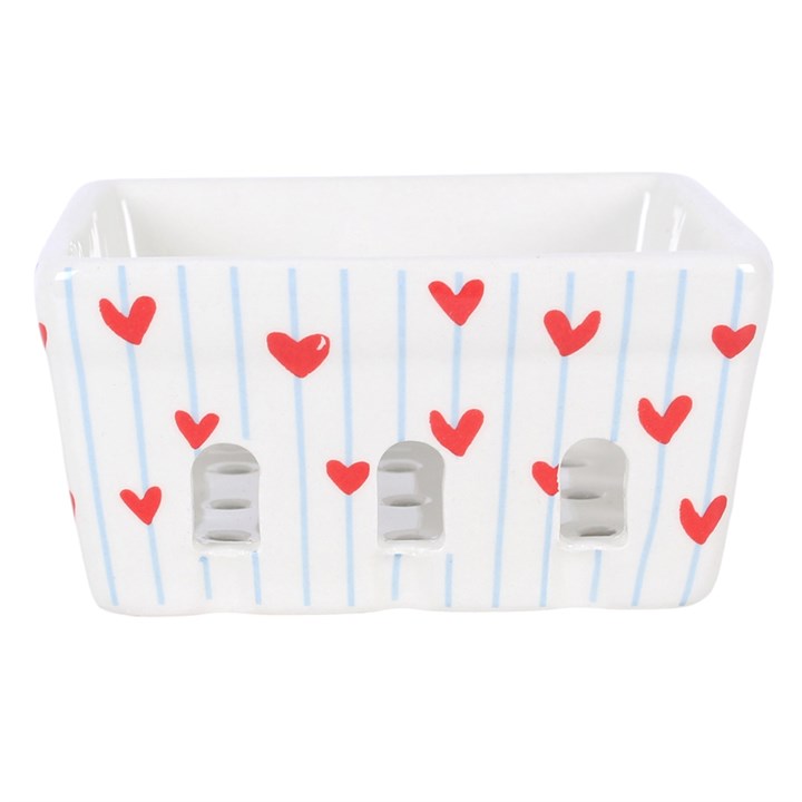 Striped Heart Ceramic Berry Basket