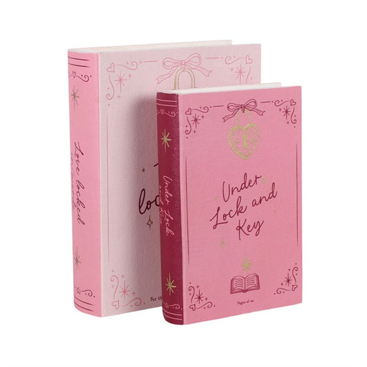 Set of 2 Heart Locket Book Shaped Storage Boxes