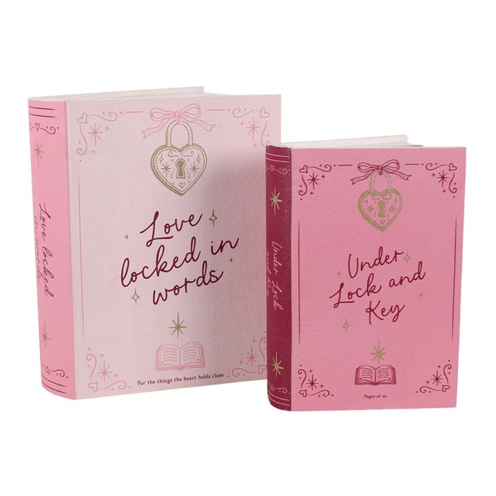 Set of 2 Heart Locket Book Shaped Storage Boxes