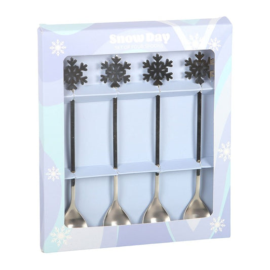 Set of 4 Metal Snowflake Spoons