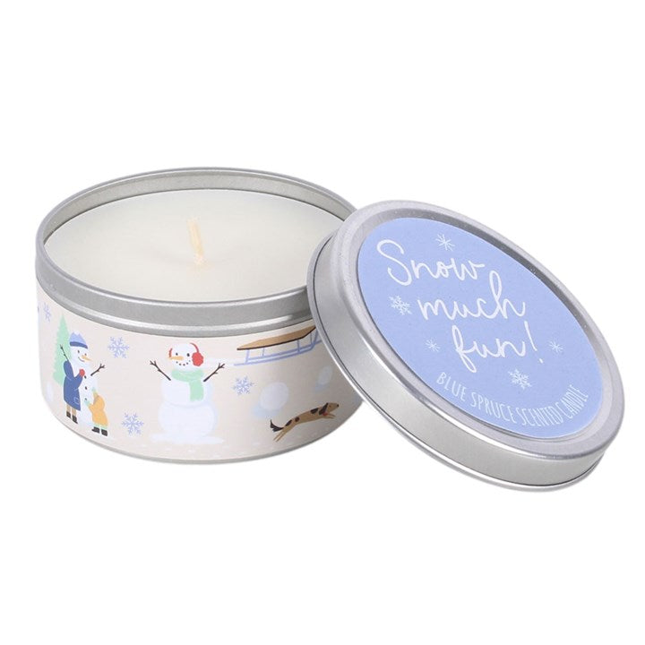 Set of 12 Frosty Vanilla Tin Candles in Display