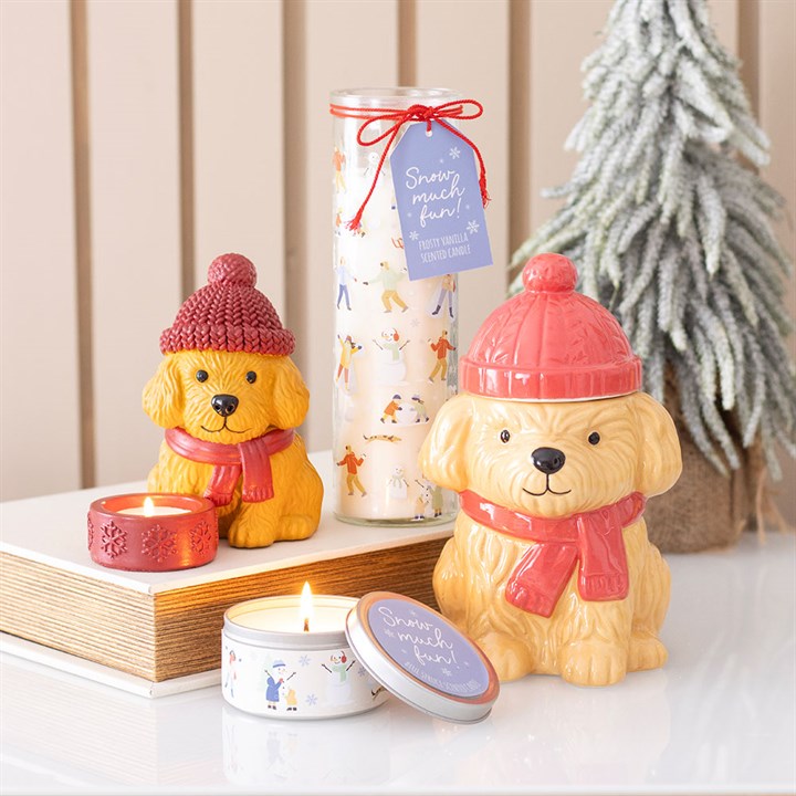 Set of 12 Frosty Vanilla Tin Candles in Display