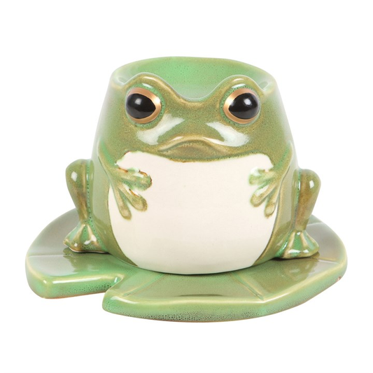 Frog Shaped Oil Burner and Lily Pad Plate