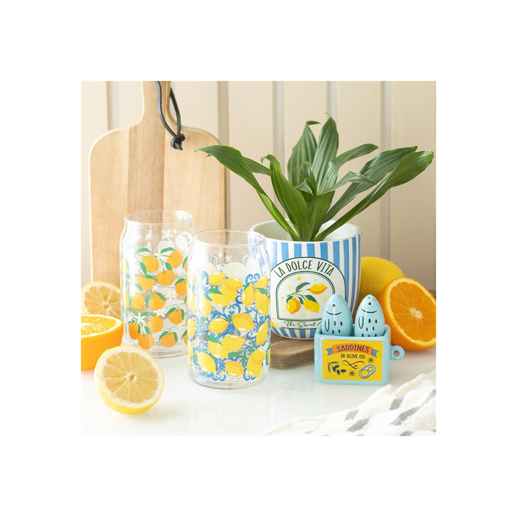 Orange Print Can Glass