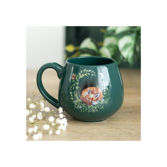 Green Sleeping Fox Rounded Mug