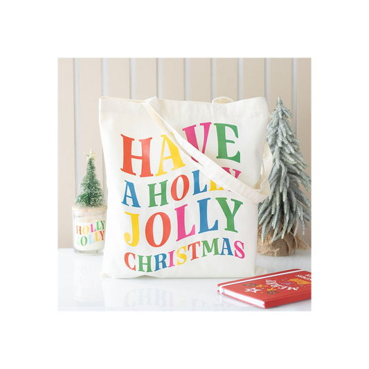 Holly Jolly Christmas Polyester Tote Bag