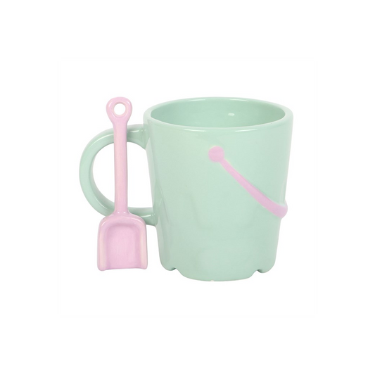 Pastel Bucket Mug with Spade Spoon