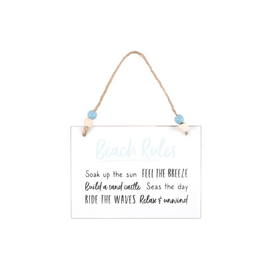 Beach Rules Hanging Sign