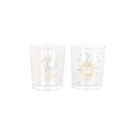 Iridescent Sun and Moon Votive Candle Holders