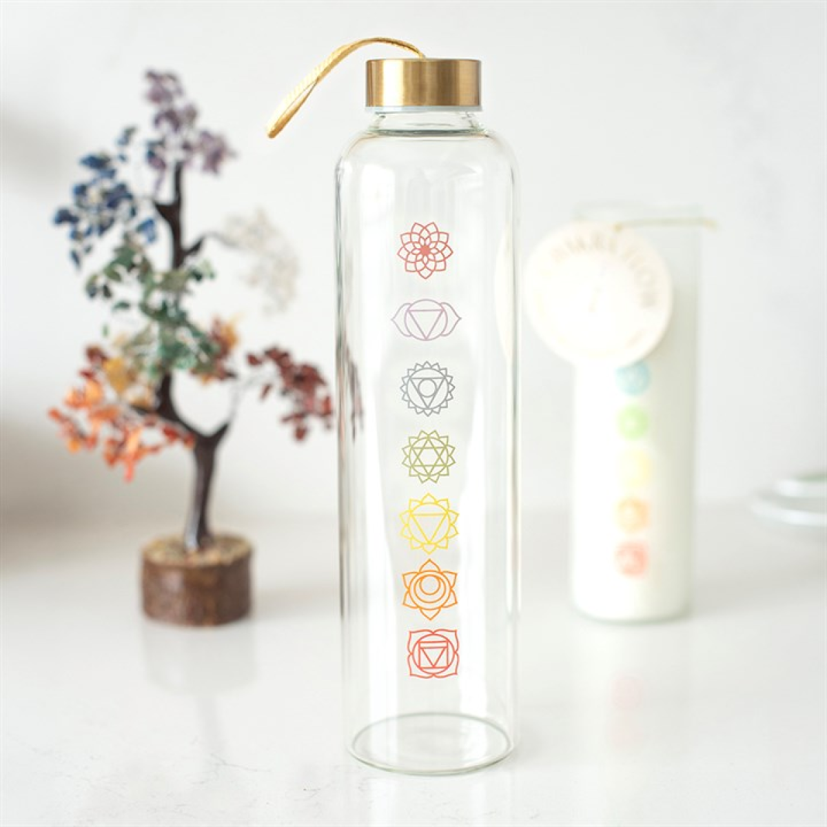 Chakra Flow Reusable Glass Water Bottle