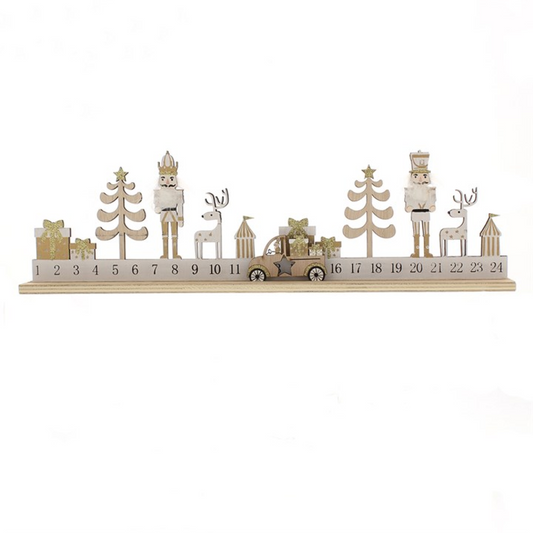 45cm Gold Wooden Advent Calendar with Nutcracker